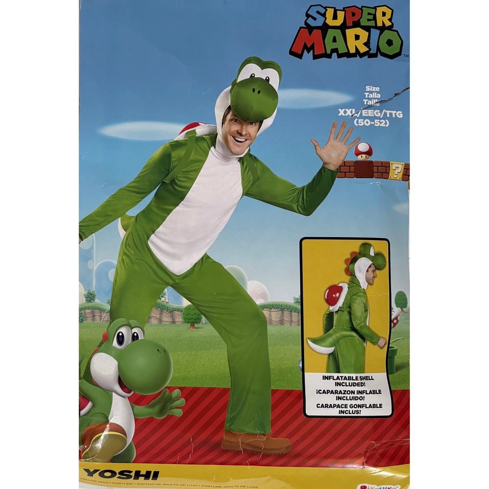 Disguise Super Mario Yoshi Halloween Costume XXL(50-52) Green Dinosaur Adult